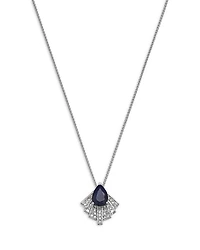 Blue Sapphire & Diamond Pendant Necklace in 14K White Gold