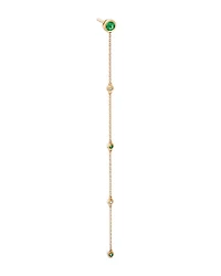Emerald & Diamond Linear Drop Earrings in 14K Yellow Gold