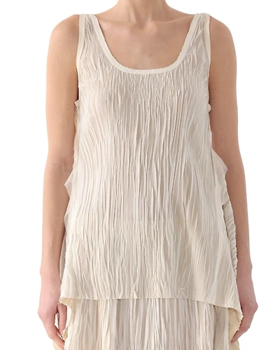 Bicolor Scoop Neck Pleated Top