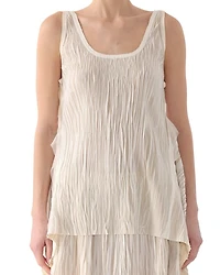 Bicolor Scoop Neck Pleated Top