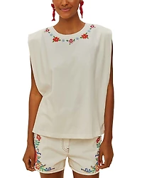 Farm Rio Cross Stitch Flowers Tee