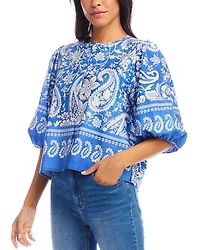 Puffed Sleeve Paisley Print Blouse