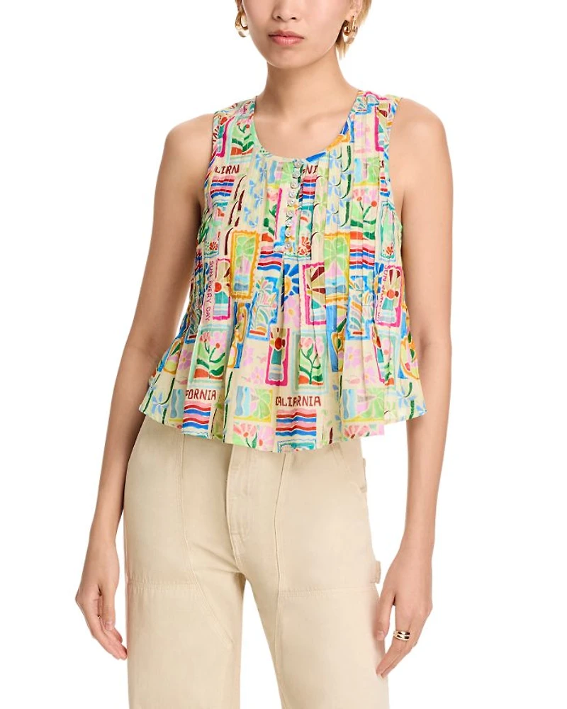 Amey Pleated Sleeveless Tank Top