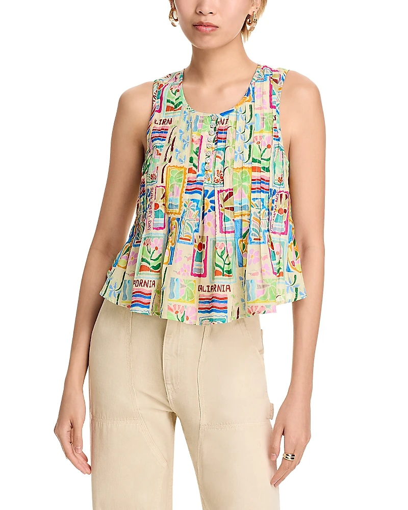 Aqua Amey Pleated Sleeveless Tank Top - Exclusive