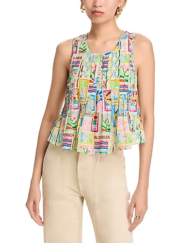 Aqua Amey Pleated Sleeveless Tank Top - Exclusive