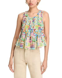 Aqua Amey Pleated Sleeveless Tank Top - Exclusive