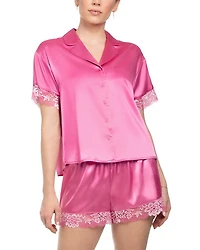 Satin Floral Lace Shortie Pajama Set