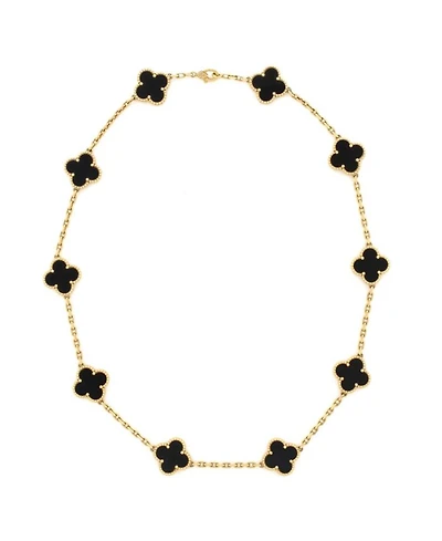 Vintage Alhambra 10 Motifs Necklace 18K Gold and Onyx