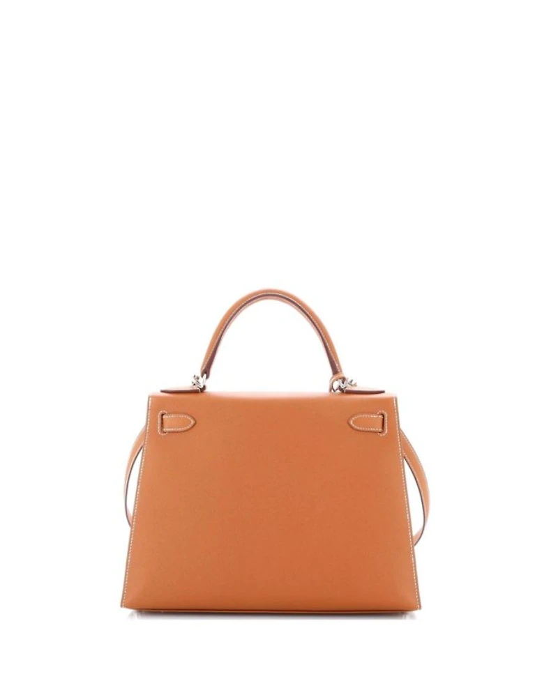Kelly 28 Handbag Brown Epsom with Palladium Hardware