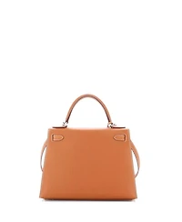 Kelly 28 Handbag Brown Epsom with Palladium Hardware