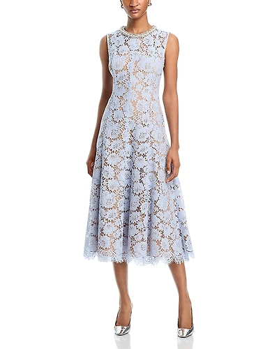 Self-Portrait Embellished Lace Midi Dress