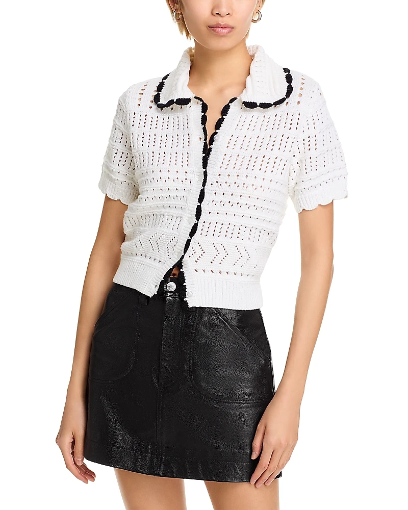 Aqua Short Sleeve Knit Polo Top - Exclusive