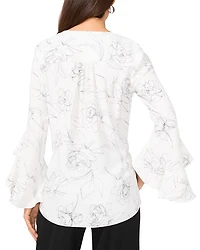 V Neck Flutter Sleeve Blouse