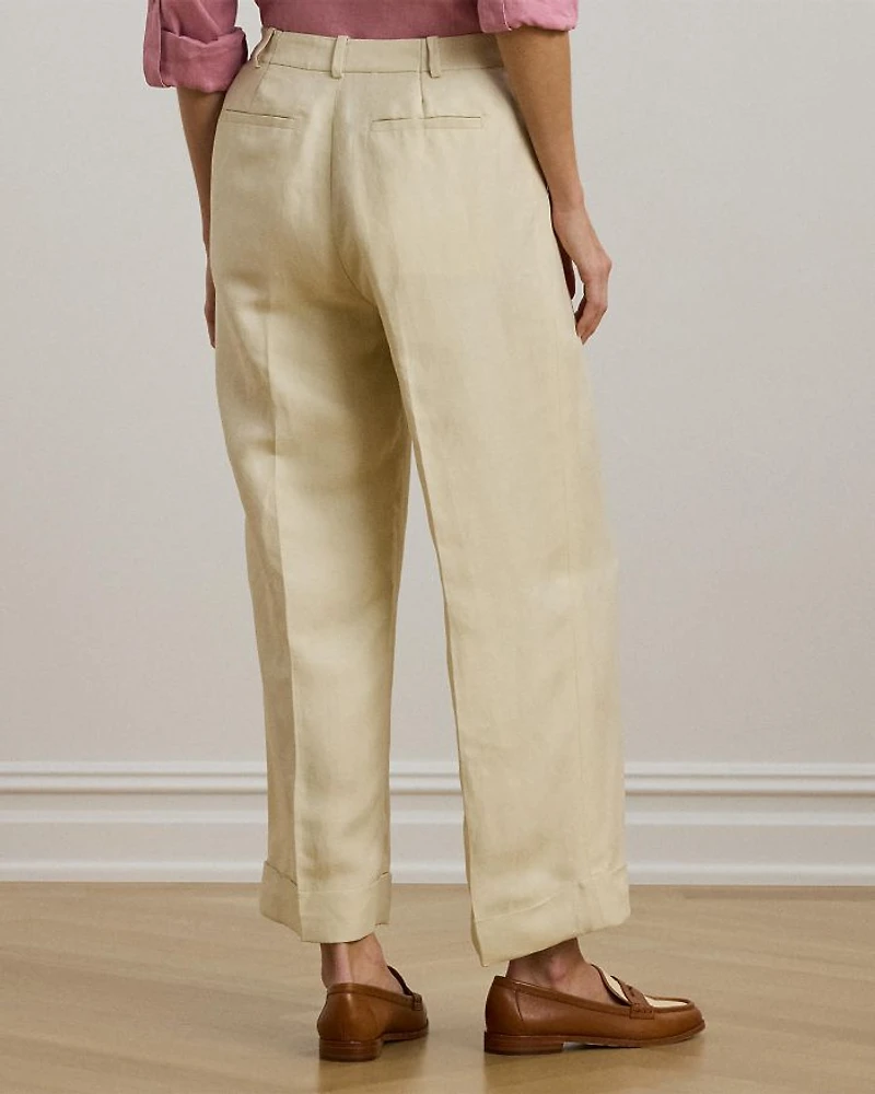 Linen Blend Twill Wide Leg Pant