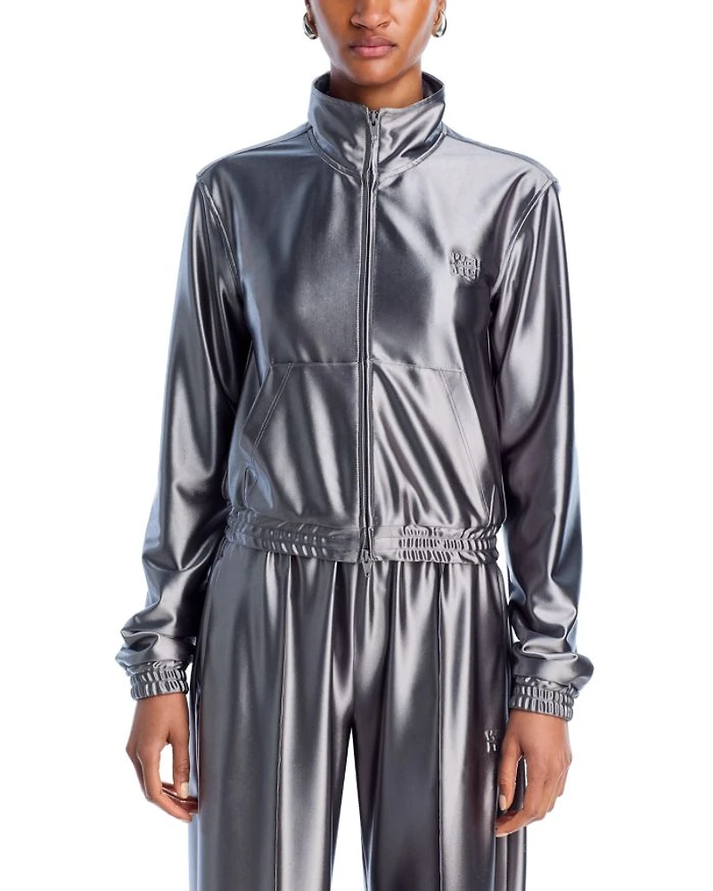 Metallic Zip Front Track Jacket