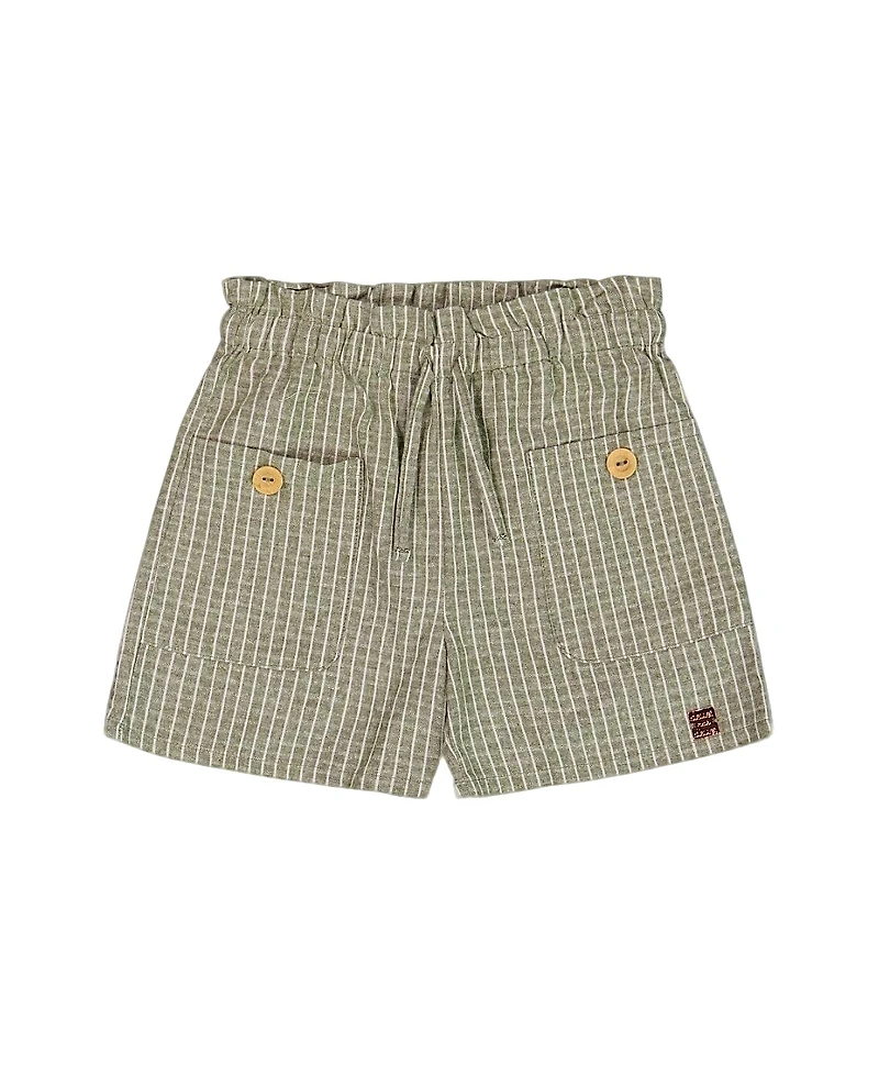 Deux par Deux Girls' Linen Short with Pockets - Big Kid