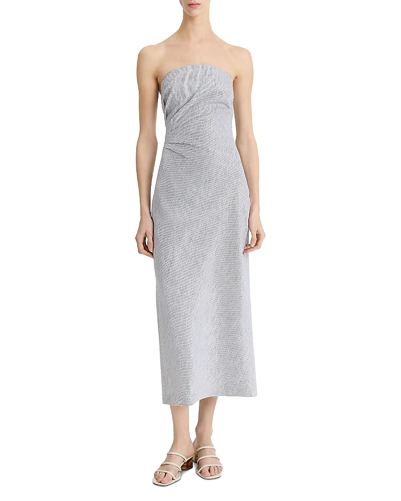 Vince Ticking Striped Draped Dress