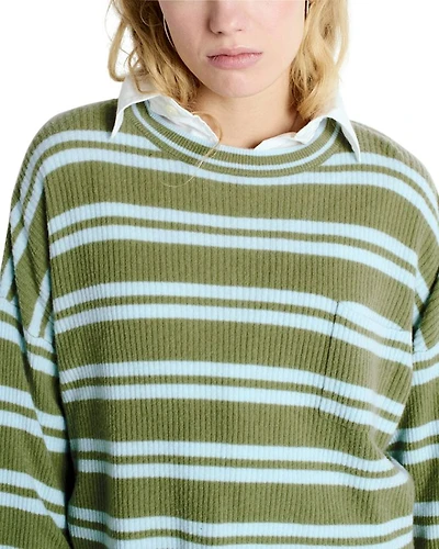 Cropped Striped Wool Sweater