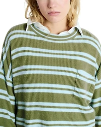 Cropped Striped Wool Sweater