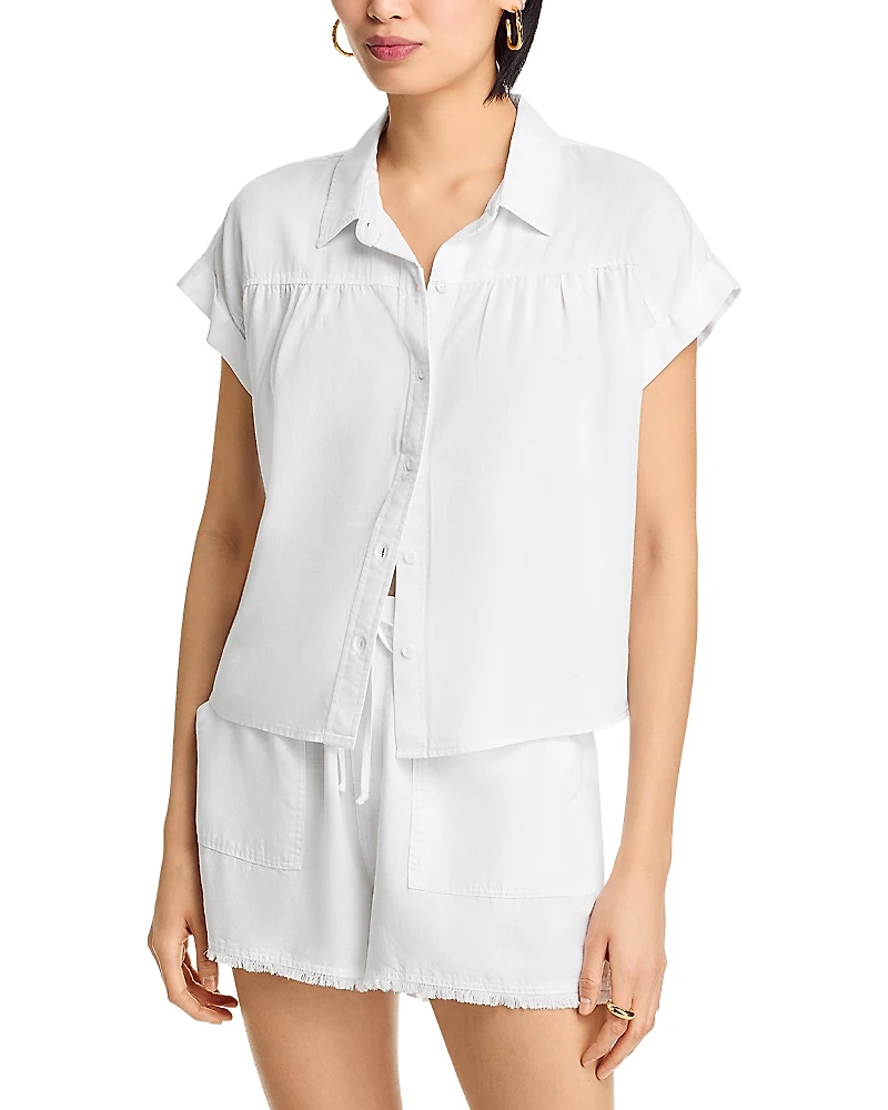 Aqua Chambray Button Front Top - Exclusive