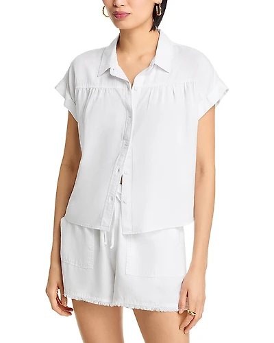 Aqua Chambray Button Front Top - Exclusive