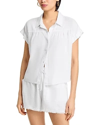 Aqua Chambray Button Front Top - Exclusive