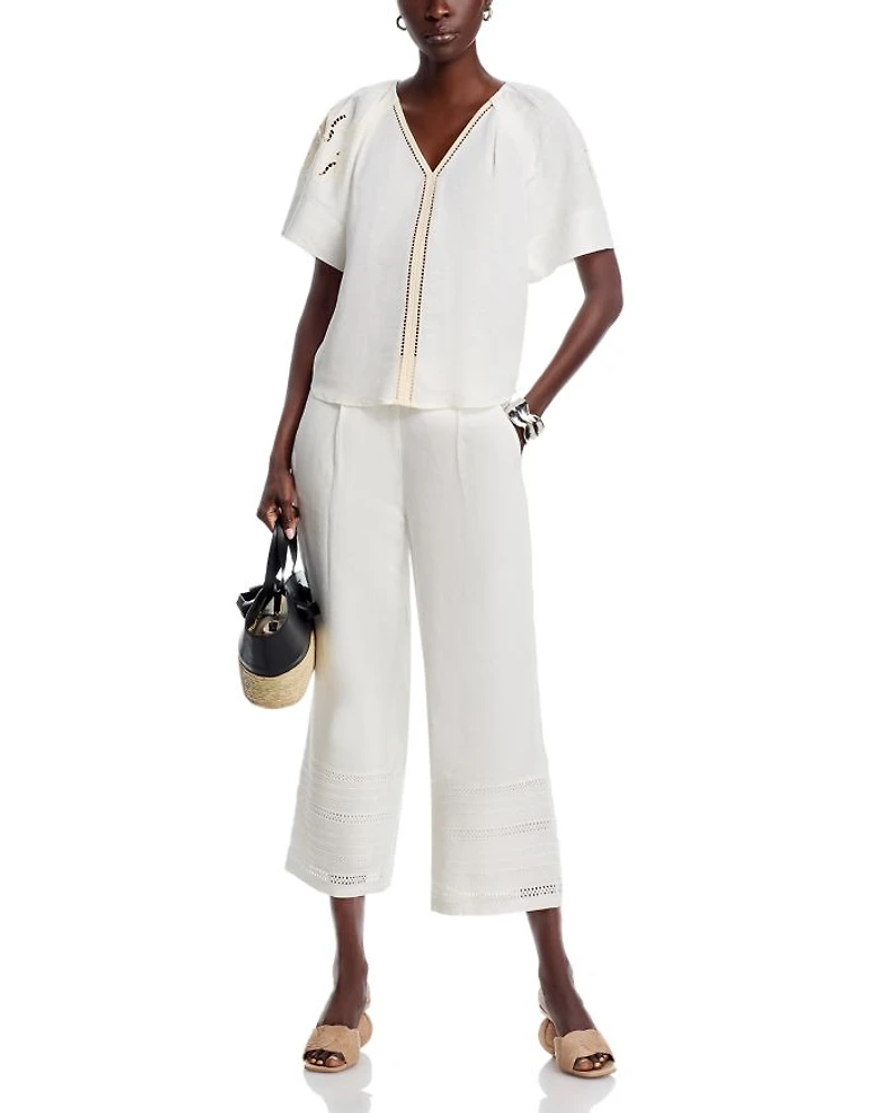 Embroidered Eyelet Pants
