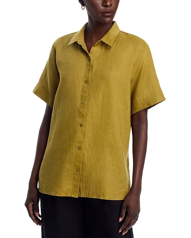 Eileen Fisher Short Sleeve Linen Long Shirt