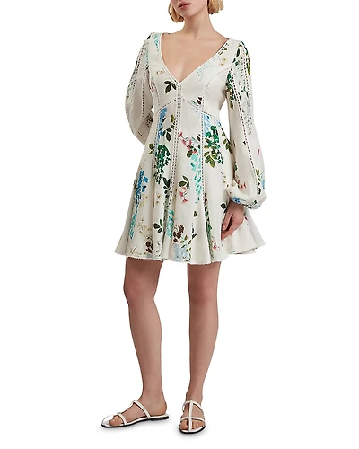 Ted Baker Belvida Linen Floral Lace Trim Dress