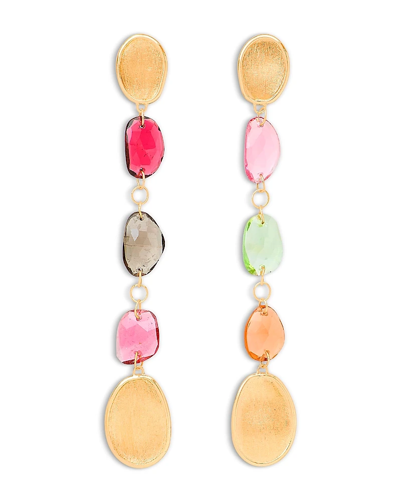Marco Bicego 18K Yellow Gold Lunaria Tourmaline Multicolor Tourmaline Long Drop Earrings