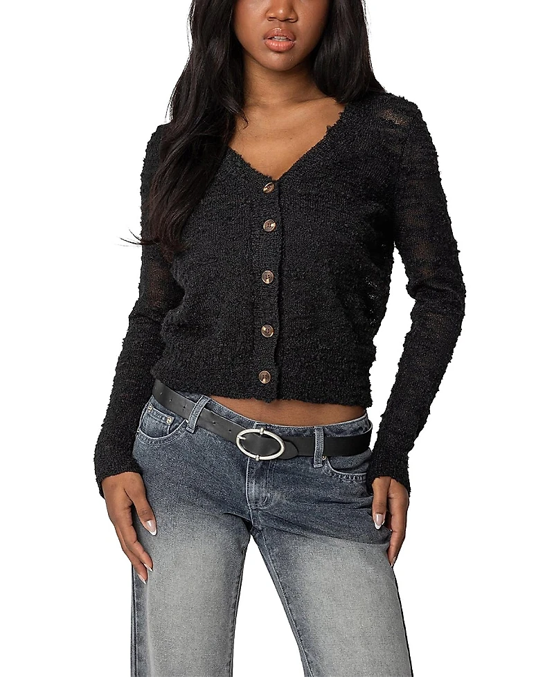 Edikted Georgie Textured Knit Cardigan