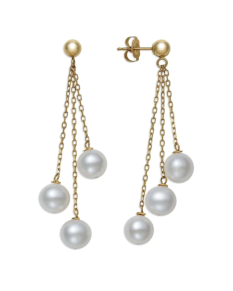 Bloomingdale's Fine Collection Cultured Freshwater Pearl Triple Dangle Drop Earrings