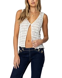 Edikted Evolet Sheer Lace Split Front Top