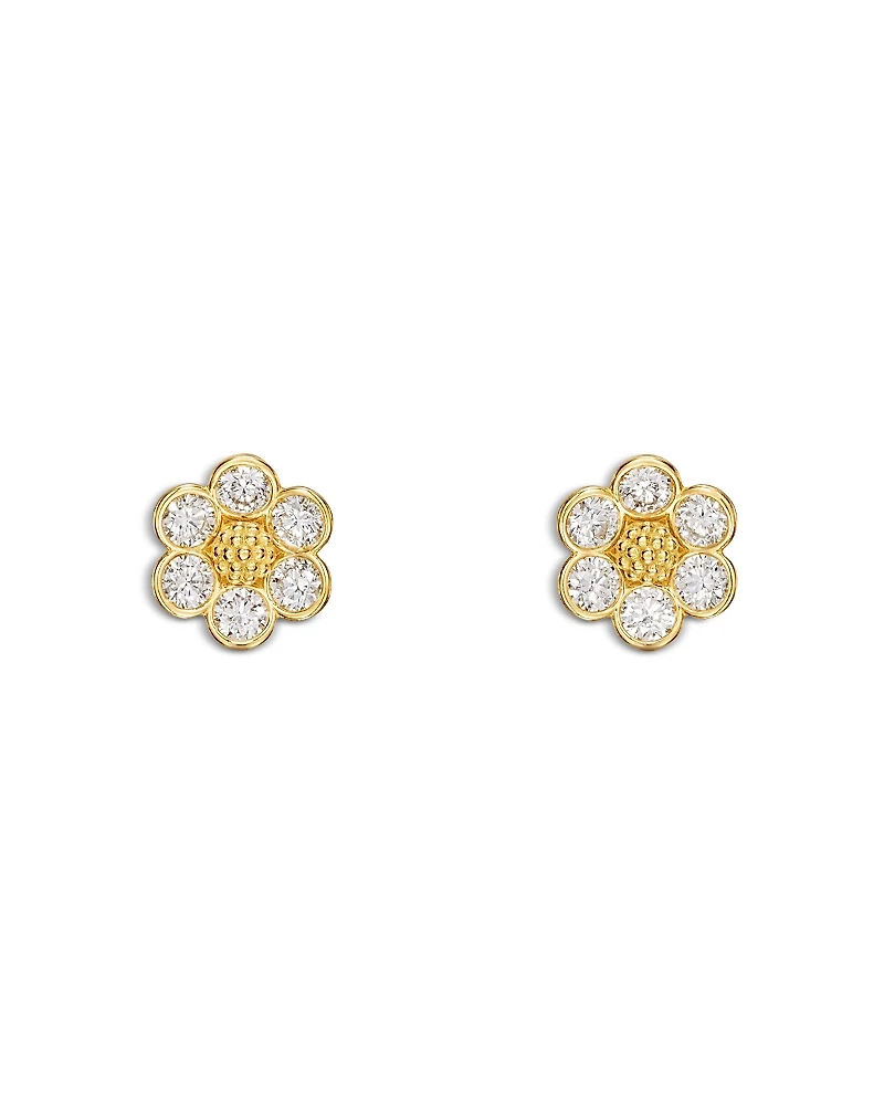 Temple St. Clair 18K Yellow Gold Fj Diamond Fiori Flower Stud Earrings