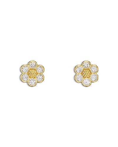 Temple St. Clair 18K Yellow Gold Fj Diamond Fiori Flower Stud Earrings