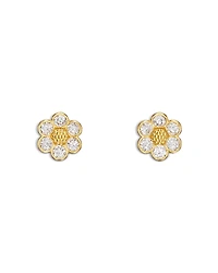 Temple St. Clair 18K Yellow Gold Fj Diamond Fiori Flower Stud Earrings