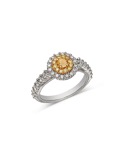 Bloomingdale's Fine Collection White & Yellow Diamond Cushion Halo Ring