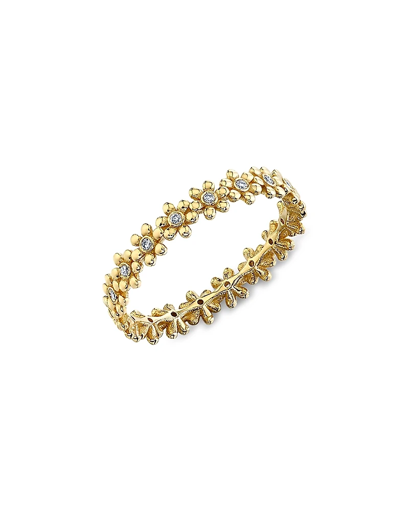 Sydney Evan 14K Yellow Gold Diamond Flower Eternity Ring