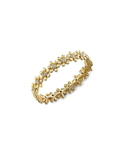 Sydney Evan 14K Yellow Gold Diamond Flower Eternity Ring