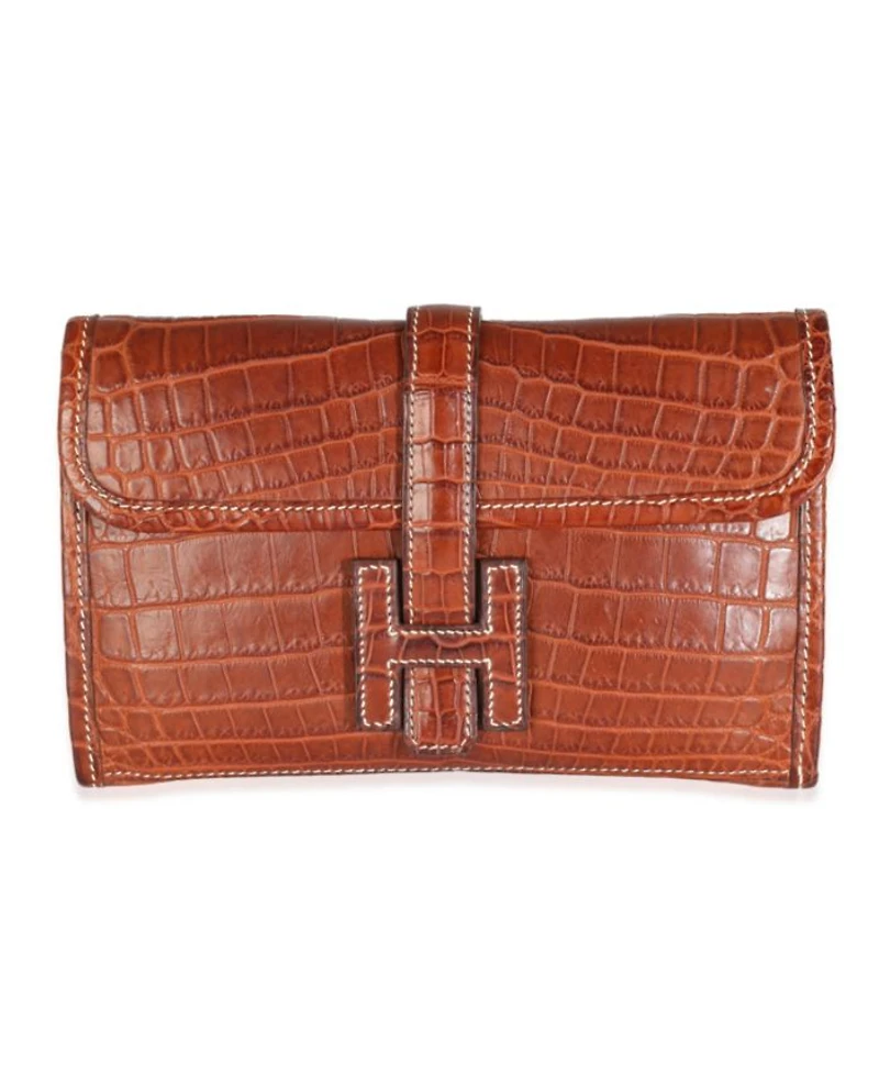 Fauve Crocodile Niloticus Lisse Jige Clutch Exotic Handbag