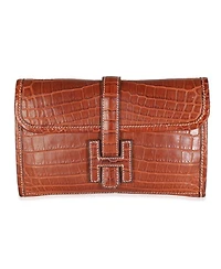 Fauve Crocodile Niloticus Lisse Jige Clutch Exotic Handbag