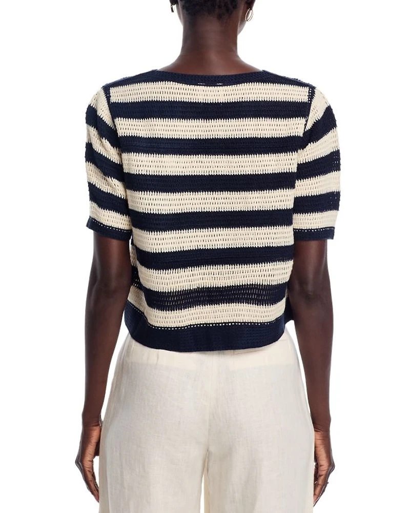 Striped Short Sleeve Pullover Sweater