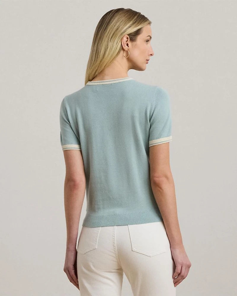Two Tone Short Sleeve Sweater