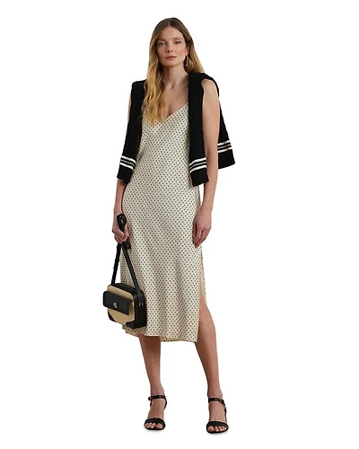 Polka Dot Satin Charmeuse Slip Dress