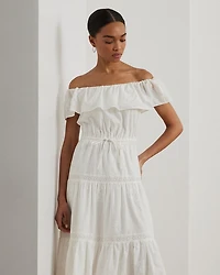 Cotton Off The Shoulder Tiered Dress