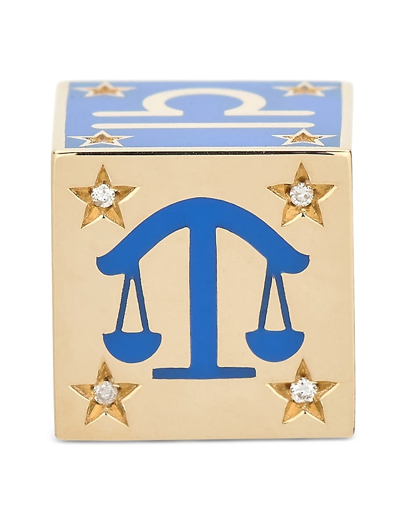 Adina Reyter 9K Libra Zodiac Diamond & Ceramic Block Big Bead