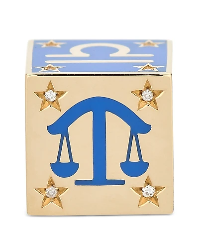 Adina Reyter 9K Libra Zodiac Diamond & Ceramic Block Big Bead