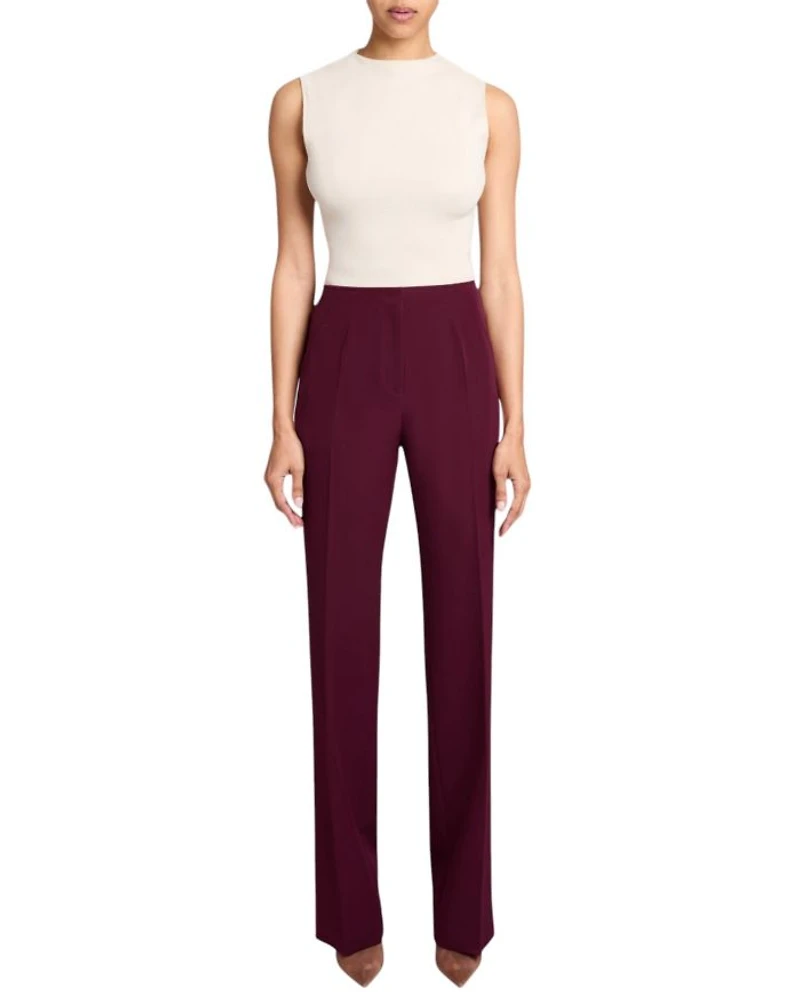 Della Staight Leg Pants with Slanted Pockets Fluid Techno Crepe
