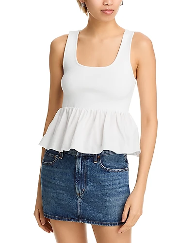 Aqua Peplum Poplin Tank - Exclusive