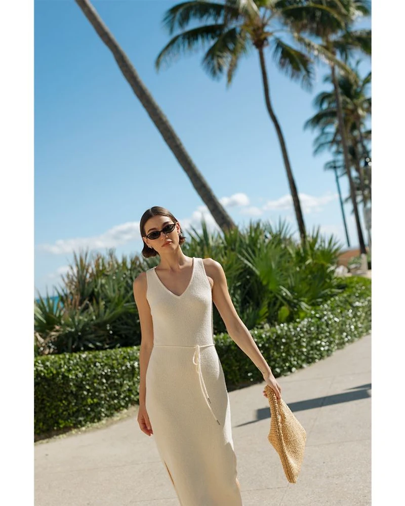 Terry Spun V Neck Midi Dress